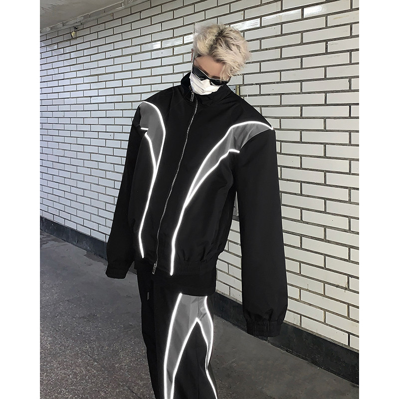 现货！25春秋复古反光分割解构运动套装男士TZ03-裤子p65衣服p98,男装休闲套装,电商B288
