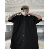 24夏季设计感金属铆钉垫肩交领短袖衬衫cs16-p95，男装T恤，电商B288