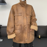 23秋冬男士烫金皮毛一体美拉德色系工装夹克棉服mj947-p178现货，男装夹克，电商B288