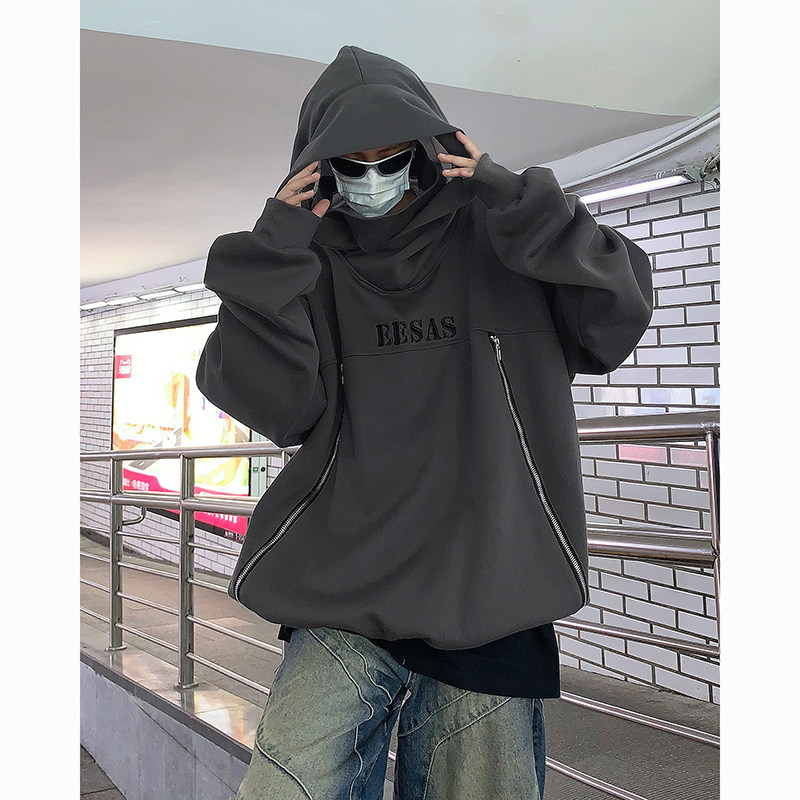 23秋冬忍者拉链卫衣围脖重磅暗黑连帽套头上衣MJ919-P95现货图片