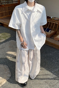 现货！25小碎花新中式仙气男士短袖衬衫CS56-P68图片
