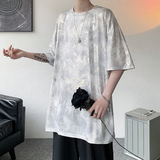 现货！港风小清新烫金短袖T恤冰丝宽松oversize仙仙半袖tx10-p35，男装T恤，电商B288