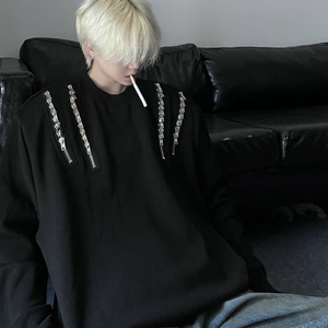 23秋冬男士设计感垫肩多拉链圆领内搭卫衣MJ944-P88现货图片