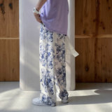 现货！25山茶花港风直筒宽松高腰顺滑轻薄透气休闲裤子ck69-p45，男装休闲裤，电商B288