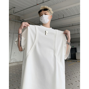 现货！25夏季男士金属扣设计感解构T恤垫肩短袖DX121-P68图片