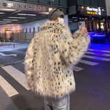 现货25潮牌环保长毛皮草斑点渐变加厚加棉保暖大衣mj517-p155，男装棉衣，电商B288