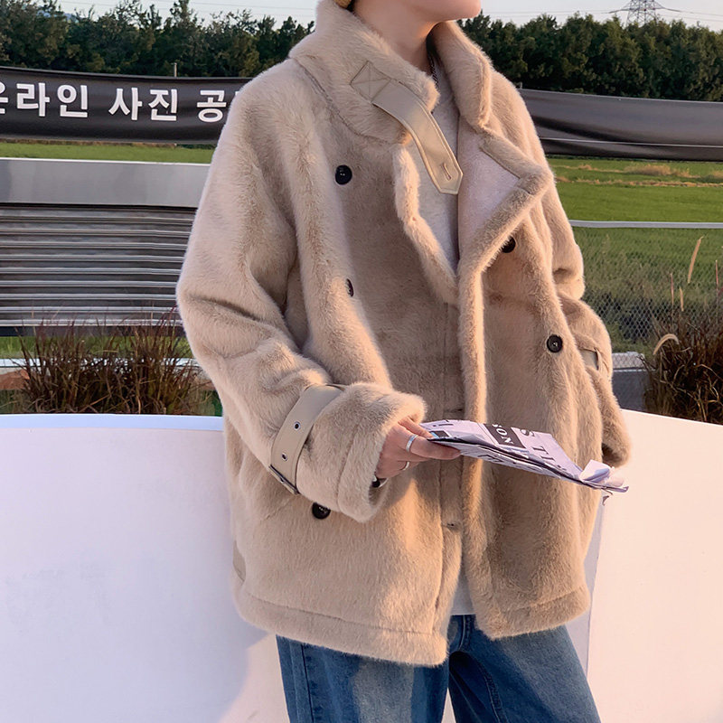 羊羔毛外套冬季仿水貂绒大衣加厚皮毛一体风衣现货-mj624-p145，男装风衣，电商B288