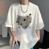 23多巴胺穿搭烫钻宝石设计感休闲短袖男宽松爱心印花T恤DX51-P68，男装T恤，电商B288