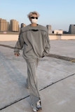现货！秋冬设计感垫肩拉链重工卫衣套装TZ06-裤子p95衣服p115，男装休闲套装，电商B288