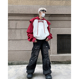 23秋撞色垫肩卫衣ins风短款套头连帽上衣男mj908-p88现货，男装卫衣，电商B288