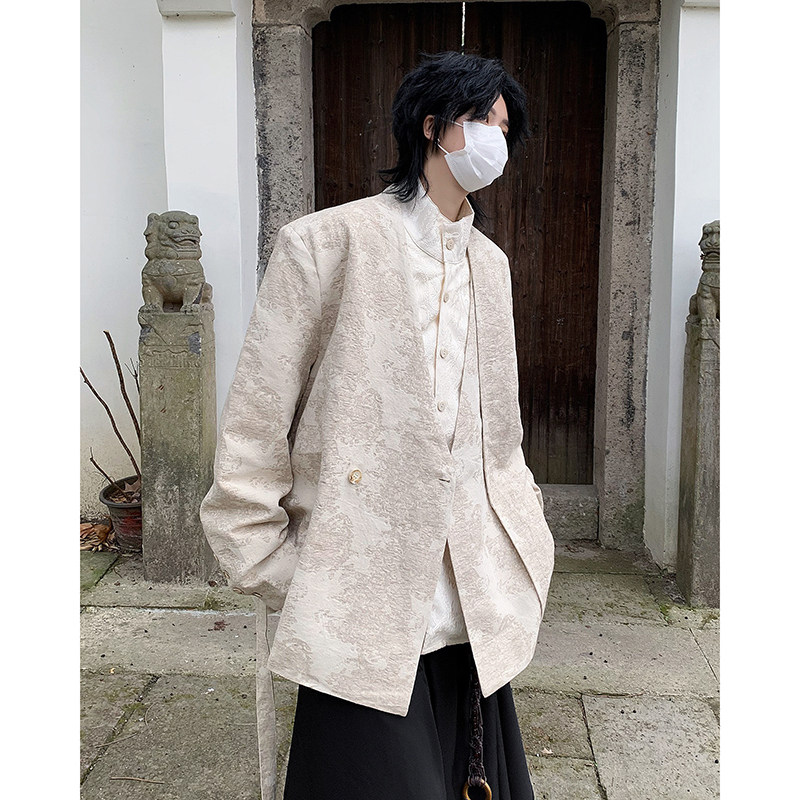 24春季男士提花新中式设计感假两件西服XZ43-P135,男装西服,电商B288