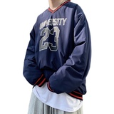 秋冬复古美式棒球风棉服宽松套头潮流港风加棉加厚卫衣mj354-p75，男装棉衣，电商B288