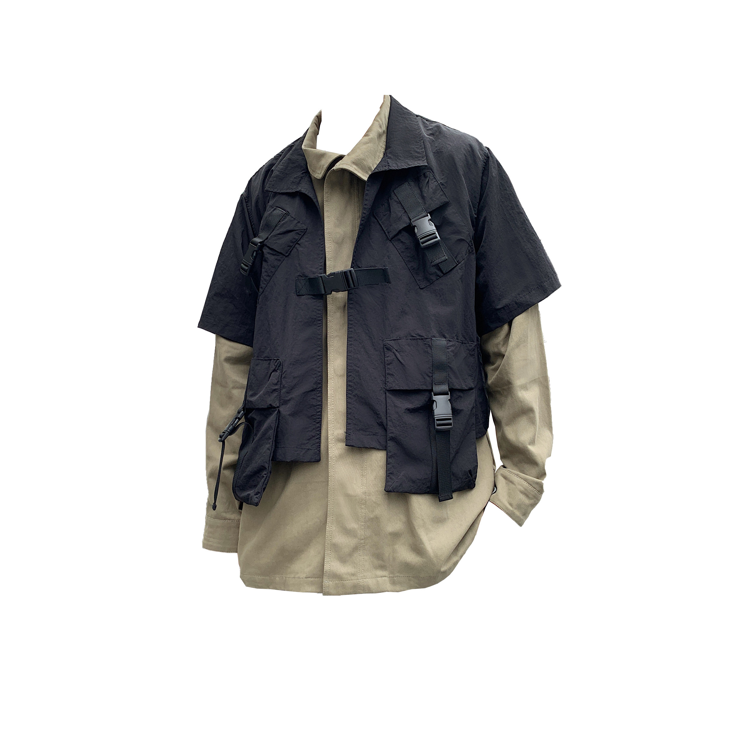 秋冬夹克男ins潮马甲两件套工装机能日系原宿潮流上衣mj353-p138,男装夹克,电商B288