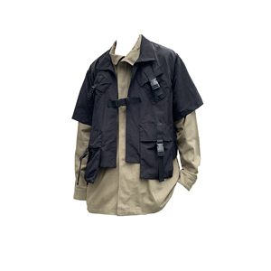 秋冬夹克男ins潮马甲两件套工装机能日系原宿潮流上衣mj353-p138图片