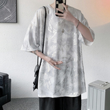 现货！港风小清新烫金短袖T恤冰丝宽松oversize仙仙半袖tx10-p35，男装T恤，电商B288