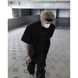 24夏季设计感金属铆钉垫肩交领短袖衬衫cs16-p95，男装T恤，电商B288