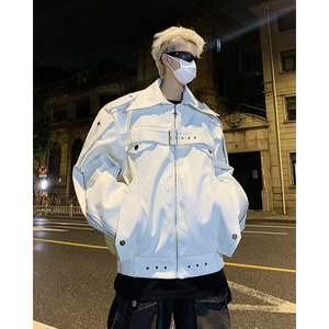 23秋冬机车皮衣小众金属风皮扣夹克JK14-P168现货，男装夹克，电商B288