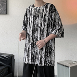 冰丝扎染印花T恤男短袖大码薄款宽松港风五分袖潮tx11-p30，男装T恤，电商B288