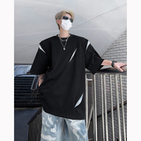 现货！25新解构风暗黑拼接宽松圆领垫肩短袖男T恤b288-dx73-p68，男装T恤，电商B288