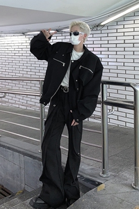 23秋季解构小众金属拉链短款夹克高街男士风衣外套JK05-P125现货图片