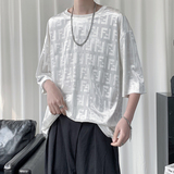 短袖亮面男潮牌宽松夏季T恤潮流嘻哈衣服ins冰丝半截袖tx08-p35，男装T恤，电商B288