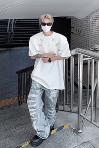 现货！25新飞机扣潮流插肩短袖男潮流垫肩T恤b288-dx80-p68图片