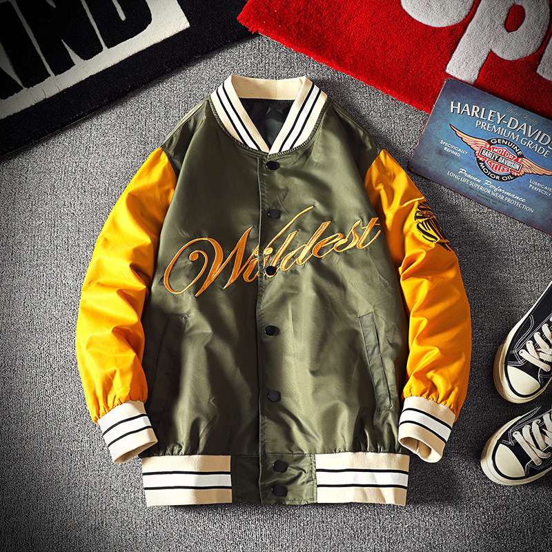 22秋潮刺绣拼色美式复古大码夹克B288-MJ368-P95，男装夹克，电商B288