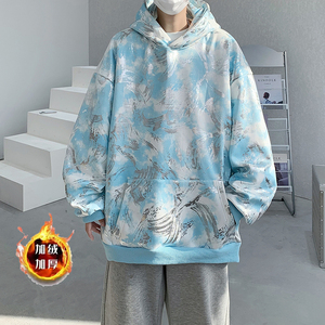 冬季新烫金连帽卫衣宽松学生定制图案加绒套头衣服B288-WY05-P78