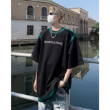 现货！25喷绘暗黑高街短袖小众设计感金属字母垫肩T恤男DX58-P58，男装T恤，电商B288