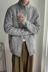 现货 羊羔毛加厚针织开衫摇粒绒复古坑条毛衣现货22MY02-特p68图片
