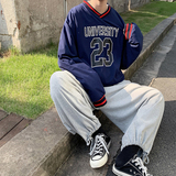 秋冬复古美式棒球风棉服宽松套头潮流港风加棉加厚卫衣mj354-p75，男装棉衣，电商B288