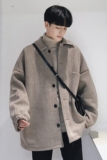 22秋冬人字纹港风学生毛呢大衣宽松大码外套b288-mj226-p125，男装毛呢大衣，电商B288