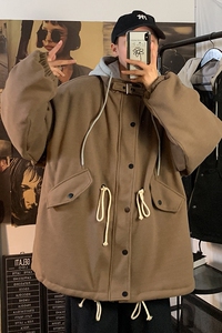 假两件毛呢大衣加棉棉衣冬情侣连帽潮流男女棉服B288-mj520-p120图片