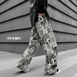 22夏款薄款顺滑韩港风复古宽松廓形裤子虎纹直筒休闲裤ck99-p55，男装休闲裤，电商B288