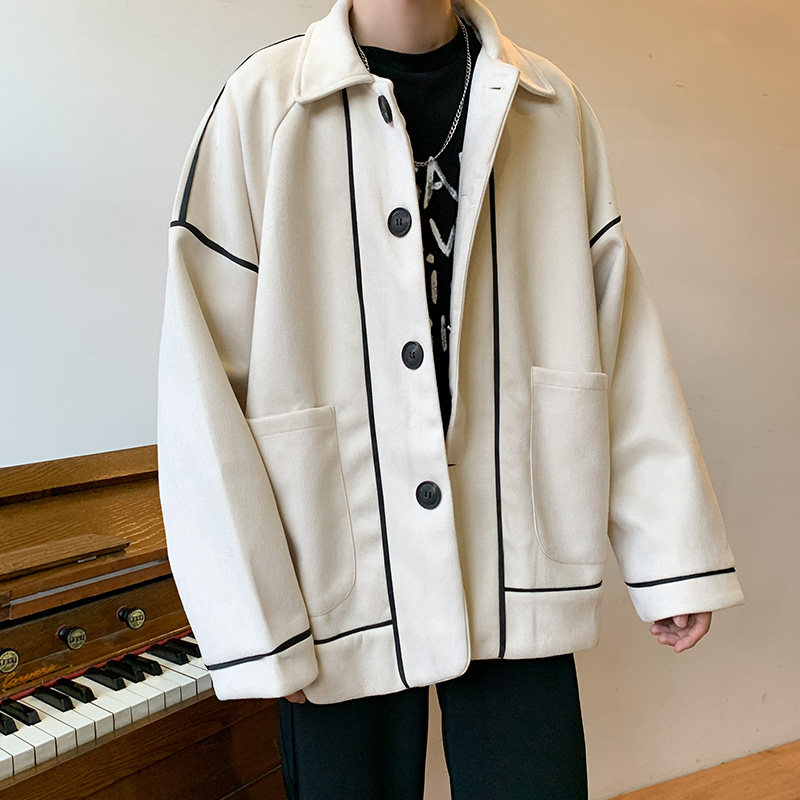 2026秋冬新款制服男女撞色麂皮绒宽松休闲风衣学院外套MJ235-P118，男装风衣，电商B288