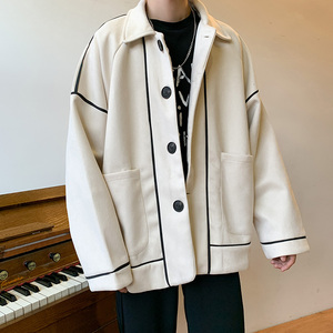 2026秋冬新款制服男女撞色麂皮绒宽松休闲风衣学院外套MJ235-P118，男装风衣，电商B288
