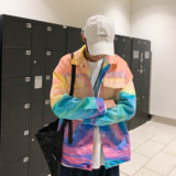 22秋冬男士学生渐变色潮流休闲夹克工装港风彩虹色外套JK01-p95，男装夹克，电商B288