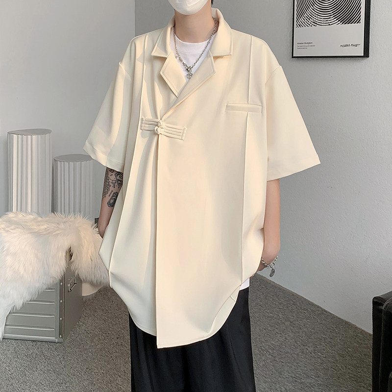 23夏季新中式风男士短袖衬衫冰丝盘扣气质上衣MJ700-P70，男装T恤，电商B288