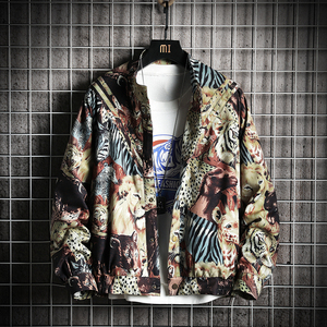 19新款日系复古印花动物夹克加绒摇粒绒学生外套mj220-p135，男装夹克，电商B288