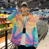 22秋冬男士学生渐变色潮流休闲夹克工装港风彩虹色外套JK01-p95，男装夹克，电商B288