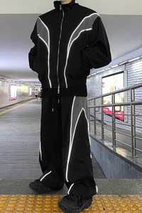现货！25春秋复古反光分割解构运动套装男士TZ03-裤子p65衣服p98图片