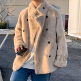 羊羔毛外套冬季仿水貂绒大衣加厚皮毛一体风衣现货-mj624-p145，男装风衣，电商B288