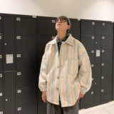 2026秋冬男士大衣彩虹条纹外套宽松毛呢大码休闲外套mj283-p95，女装短外套，电商B288