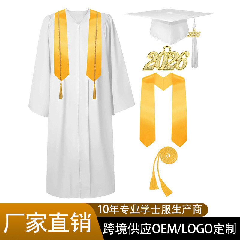 2026亚马逊学士服大学生毕业袍毕业典礼套装高中学位服厂家直销