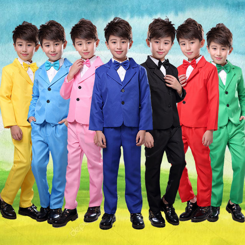 元旦儿童西装套装男童礼服钢琴演出服中大童帅气小孩西服外套秋冬