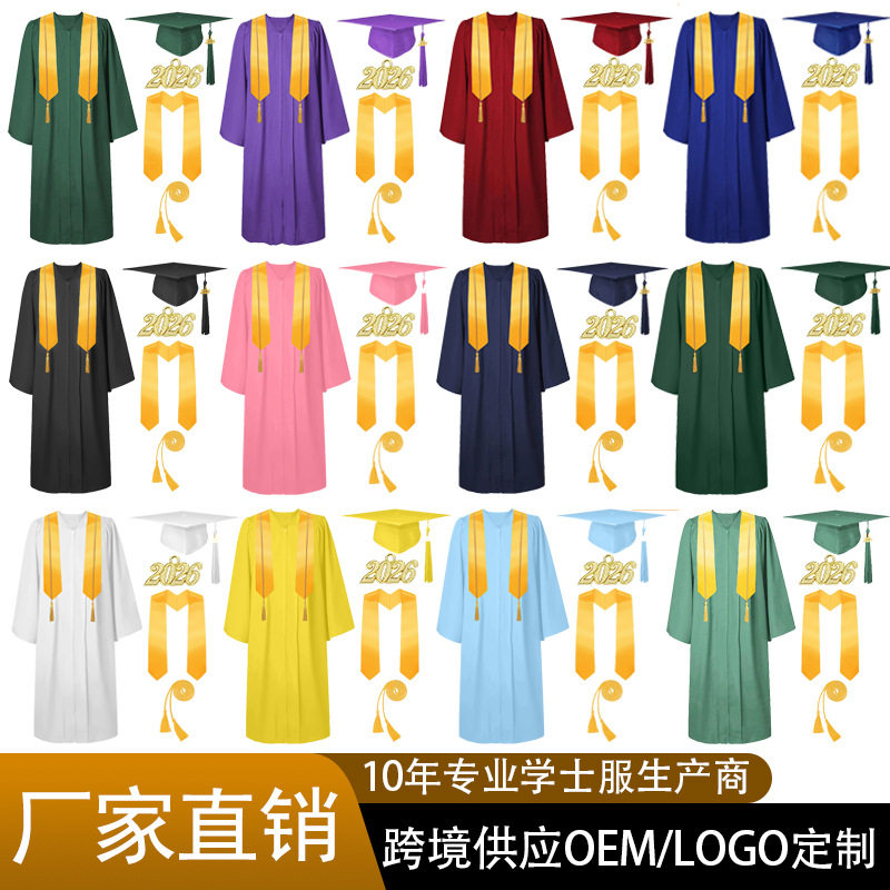 2026欧美新款跨境学士服大学生毕业袍毕业典礼套装厂家直销批发