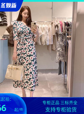 PG DVF2023秋季新款韩版甜美印花斜襟系腰海边沙滩渡假长裙连衣裙