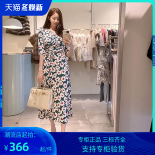 PG DVF2023秋季新款韩版甜美印花斜襟系腰海边沙滩渡假长裙连衣裙