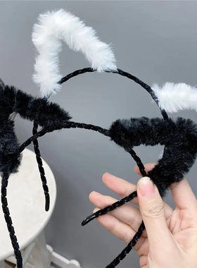 B249-1可爱毛绒猫耳朵发箍超萌网红毛毛头箍猫咪codplay镂空发饰