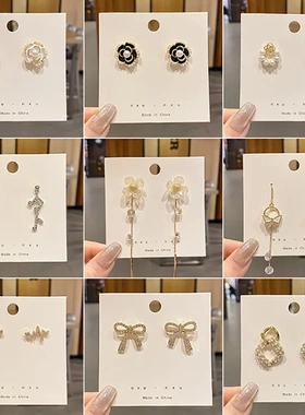 欧美复古流苏耳坠蝴蝶圆脸显瘦耳环ins韩国个性简约小花合金耳钉